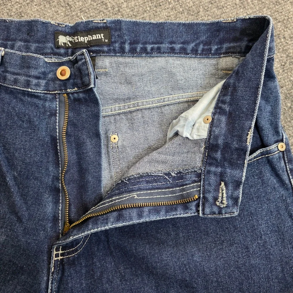 VTG Elephant Jeans Mens 34x31 Blue Denim Carpenter Wide Leg Baggy Hip Hop Skater